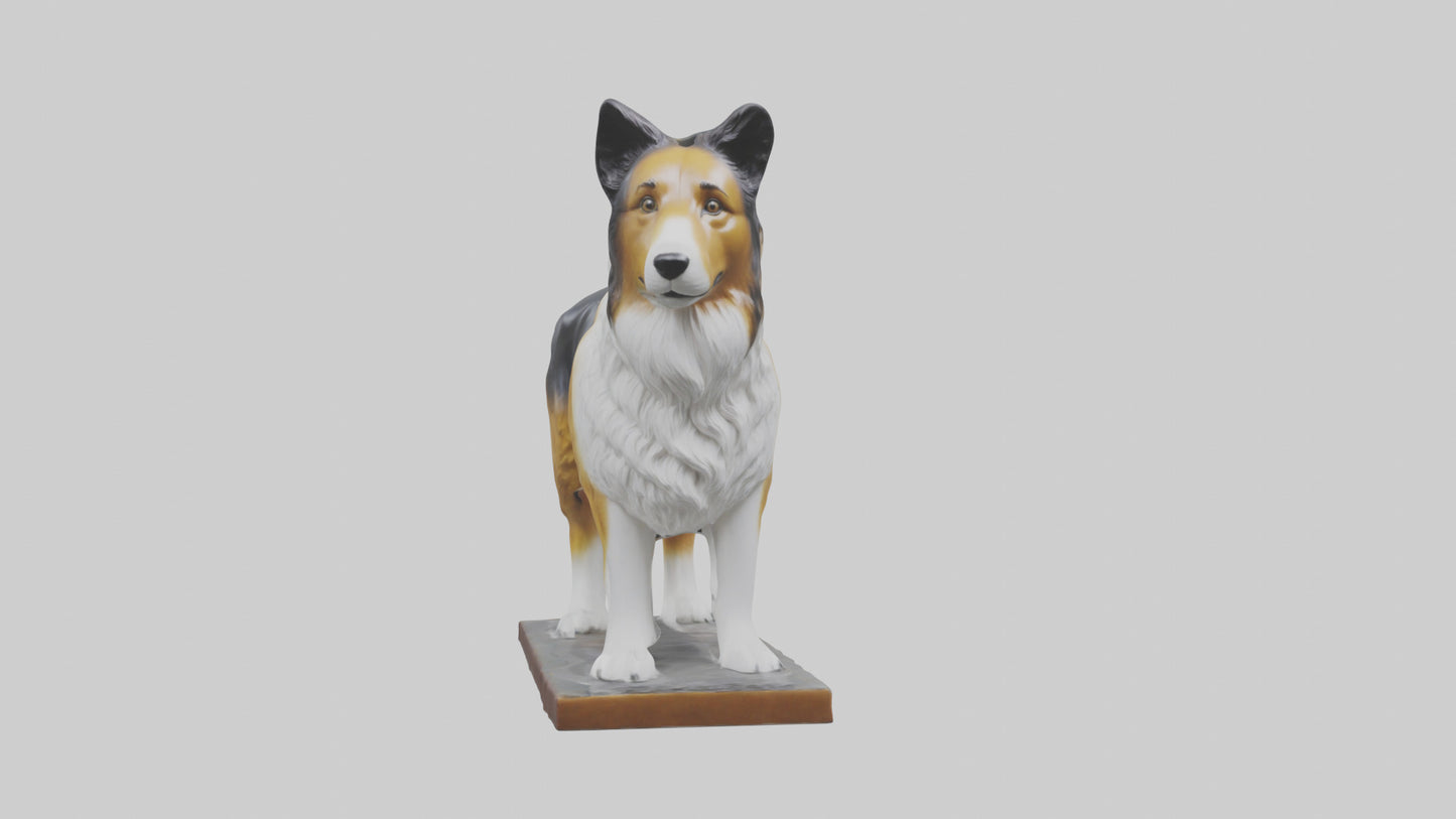 Collie statue model VR / AR / low-poly