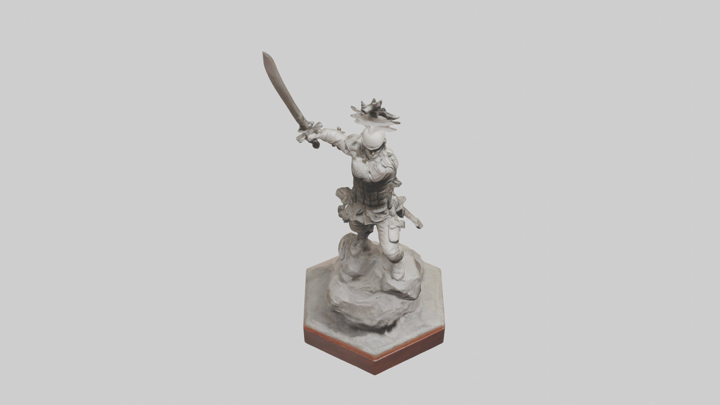 3D model Combat Warrior Tribute Sculpture model VR / AR / low-poly