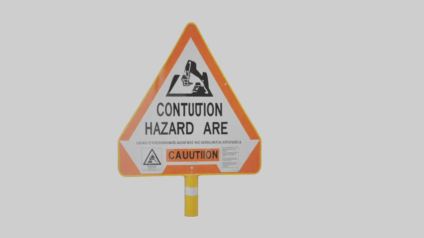 3D model Construction Hazard Area Caution Sign model VR / AR / low-poly