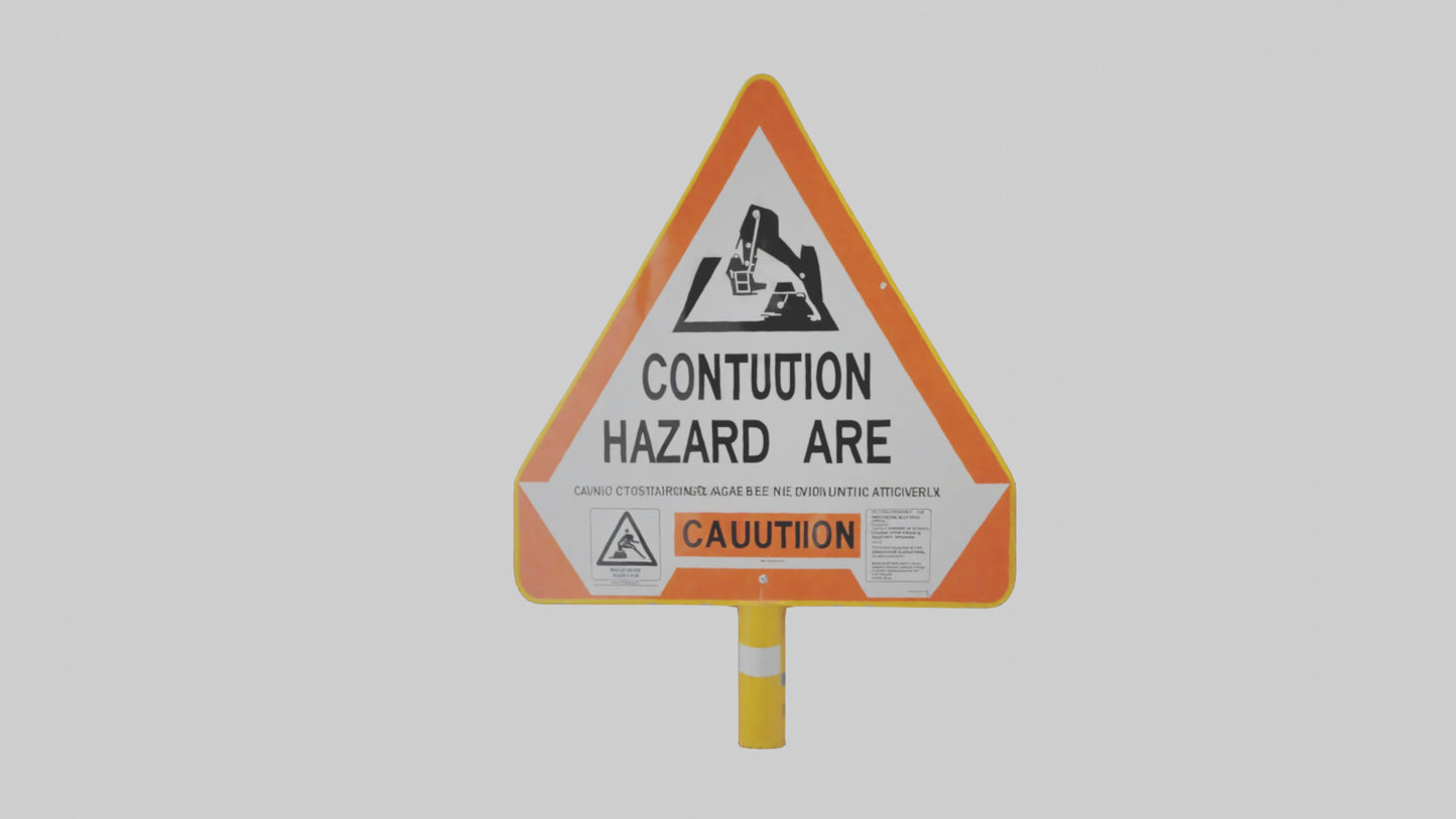 3D model Construction Hazard Area Caution Sign model VR / AR / low-poly