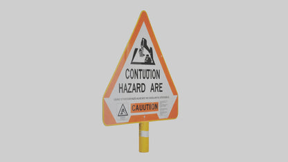 3D model Construction Hazard Area Caution Sign model VR / AR / low-poly