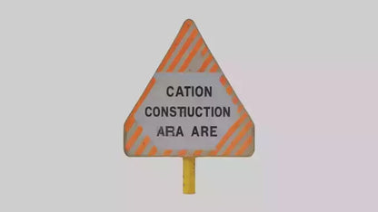 3D model Construction Hazard Area Caution Sign model VR / AR / low-poly