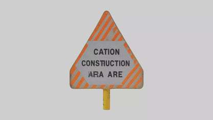 3D model Construction Hazard Area Caution Sign model VR / AR / low-poly