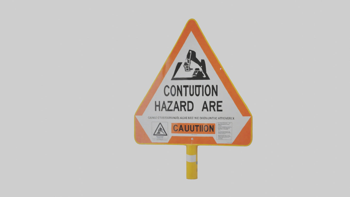 3D model Construction Hazard Area Caution Sign model VR / AR / low-poly