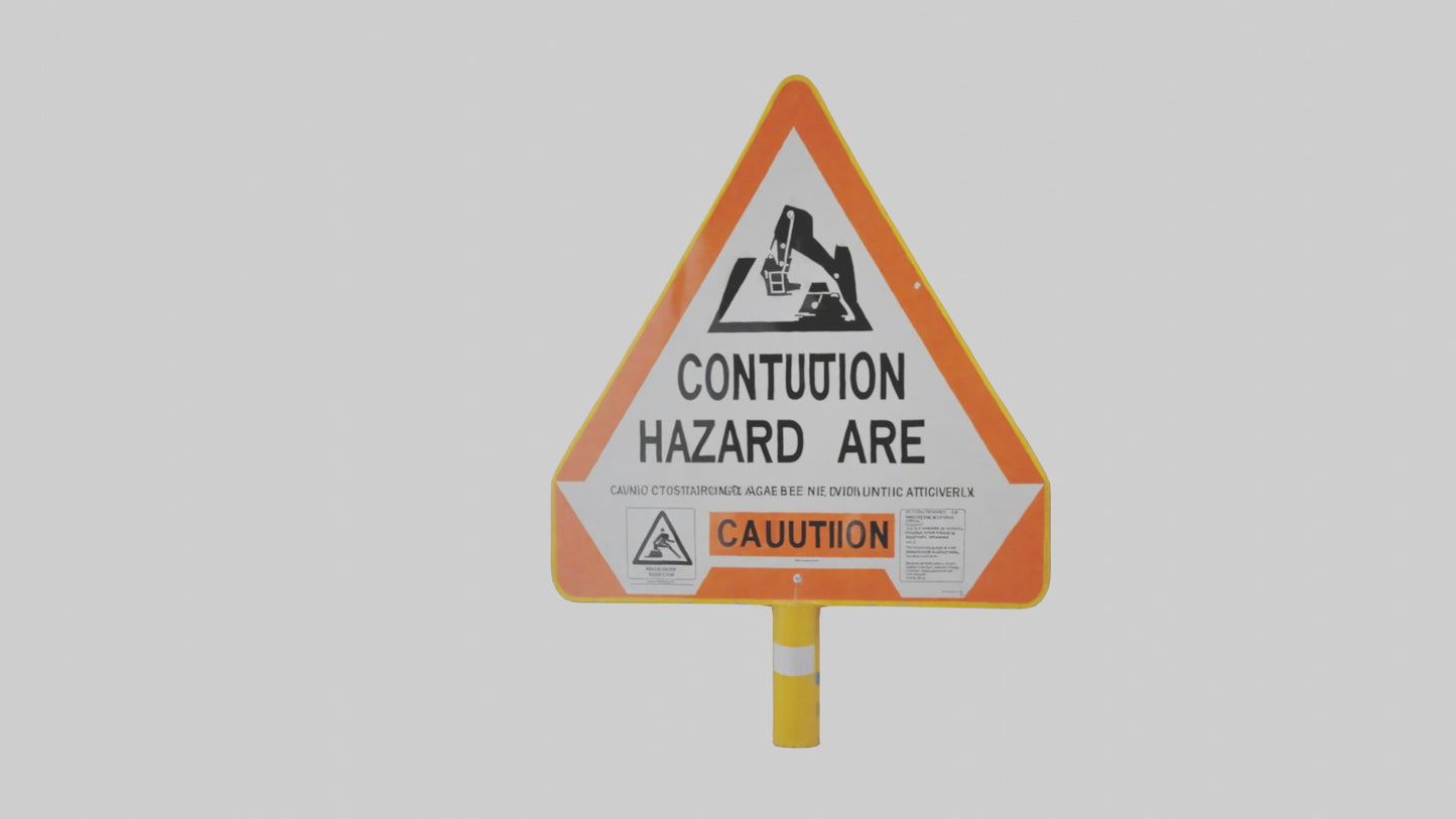 3D model Construction Hazard Area Caution Sign model VR / AR / low-poly