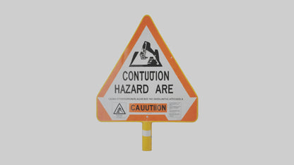 3D model Construction Hazard Area Caution Sign model VR / AR / low-poly