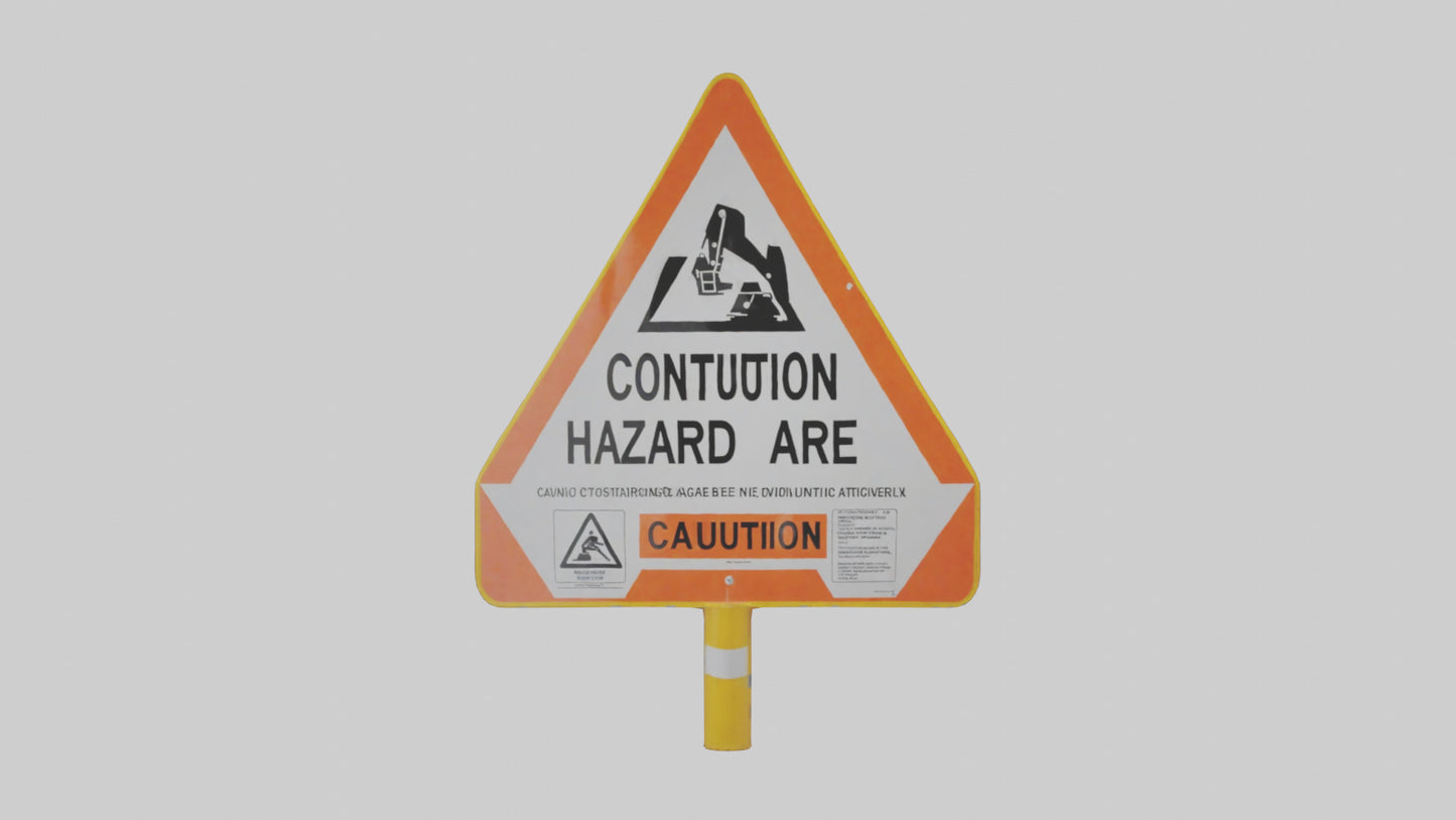 3D model Construction Hazard Area Caution Sign model VR / AR / low-poly
