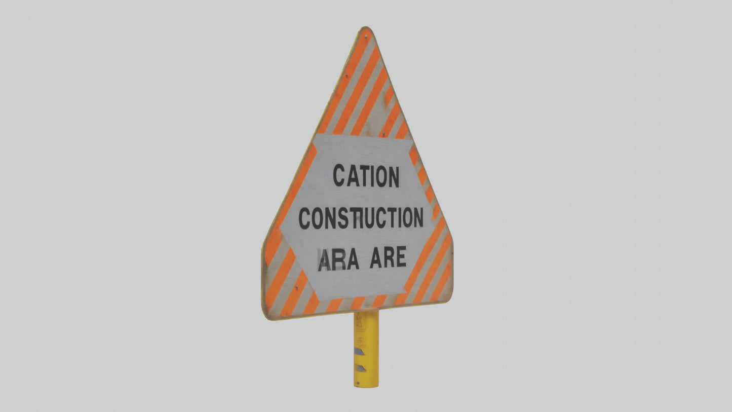 3D model Construction Hazard Area Caution Sign model VR / AR / low-poly
