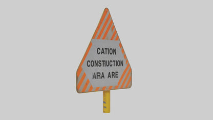 3D model Construction Hazard Area Caution Sign model VR / AR / low-poly