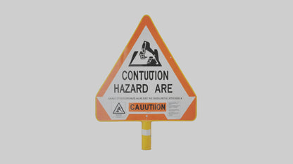3D model Construction Hazard Area Caution Sign model VR / AR / low-poly