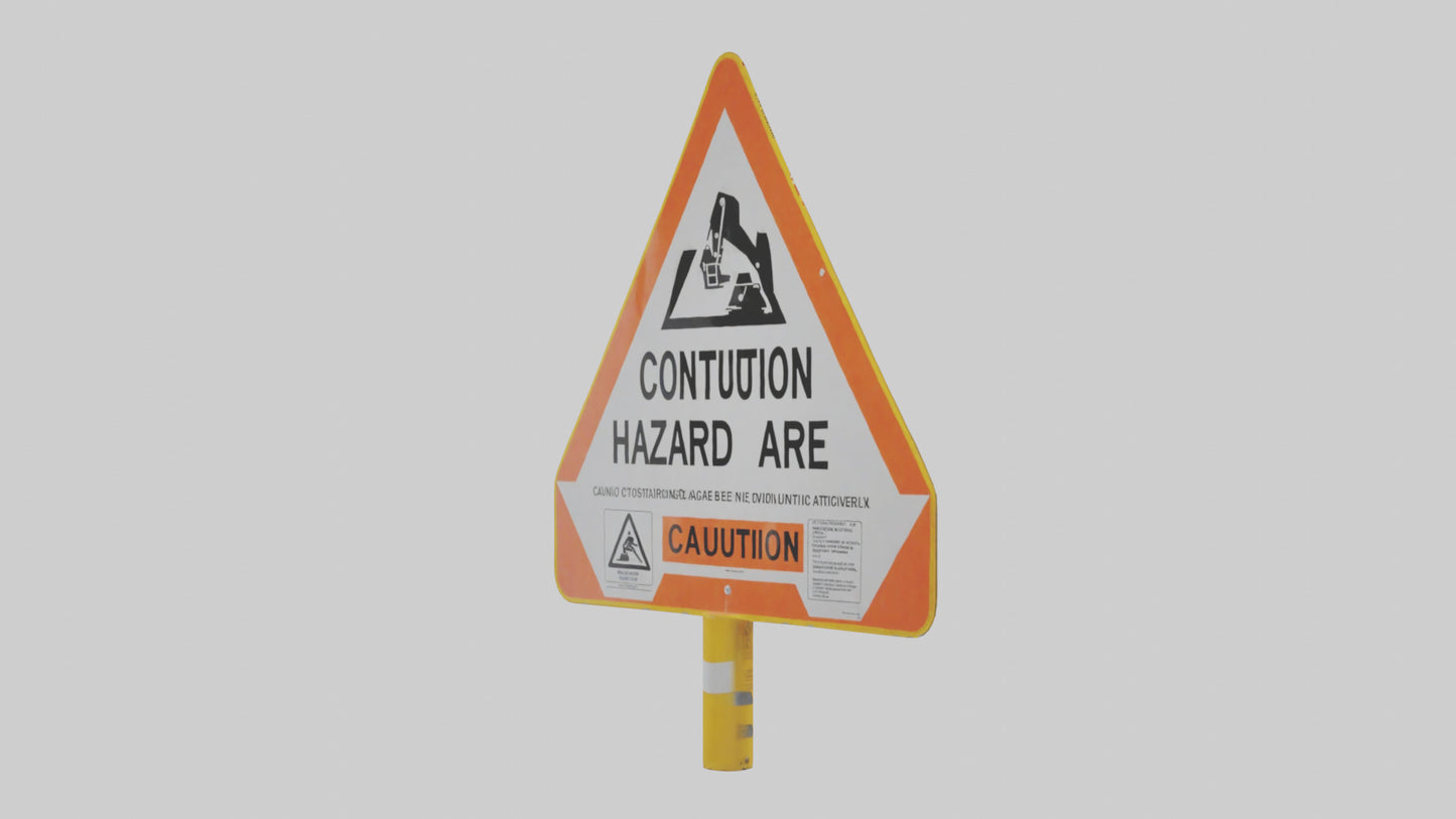 3D model Construction Hazard Area Caution Sign model VR / AR / low-poly