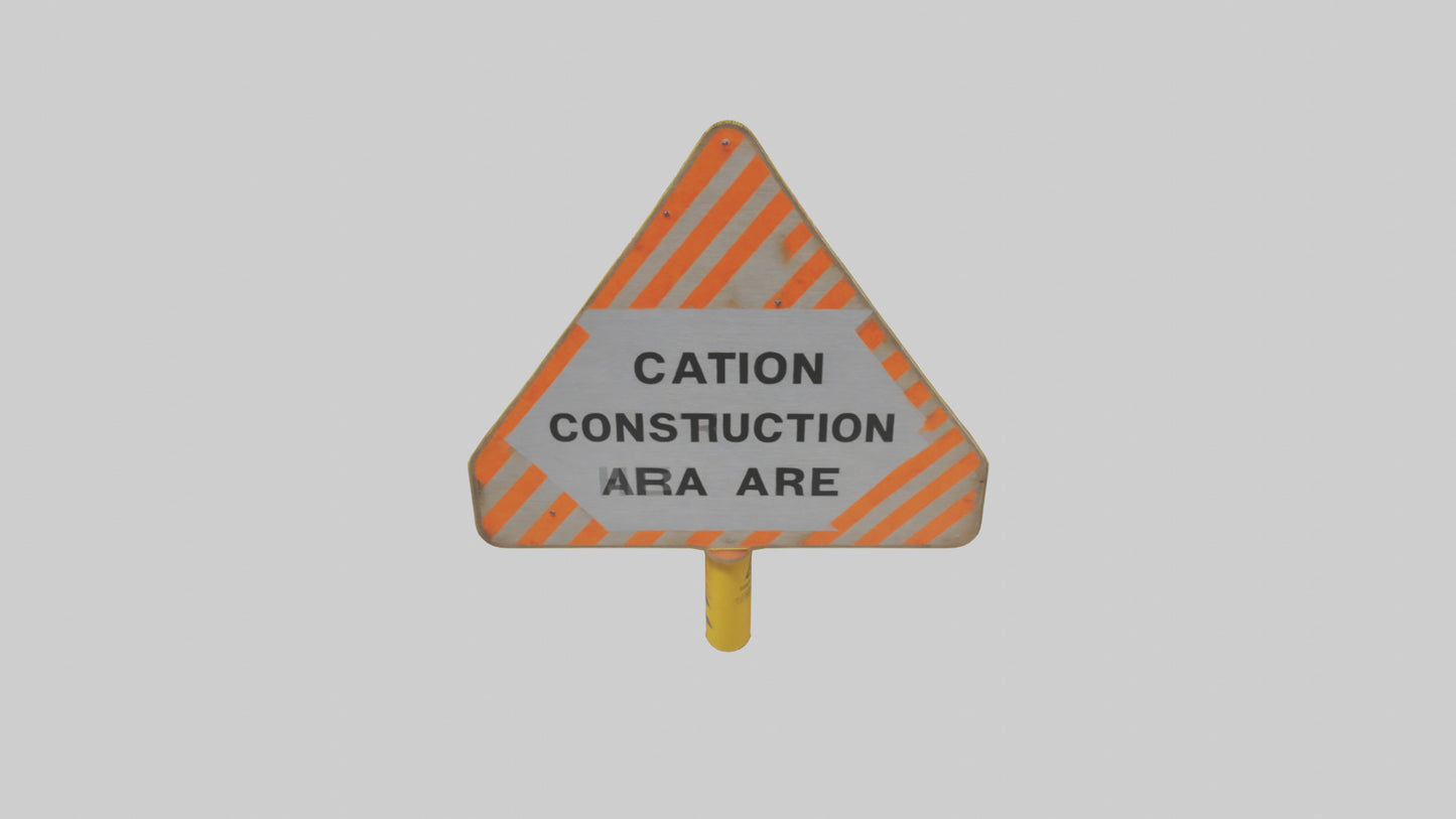 3D model Construction Hazard Area Caution Sign model VR / AR / low-poly