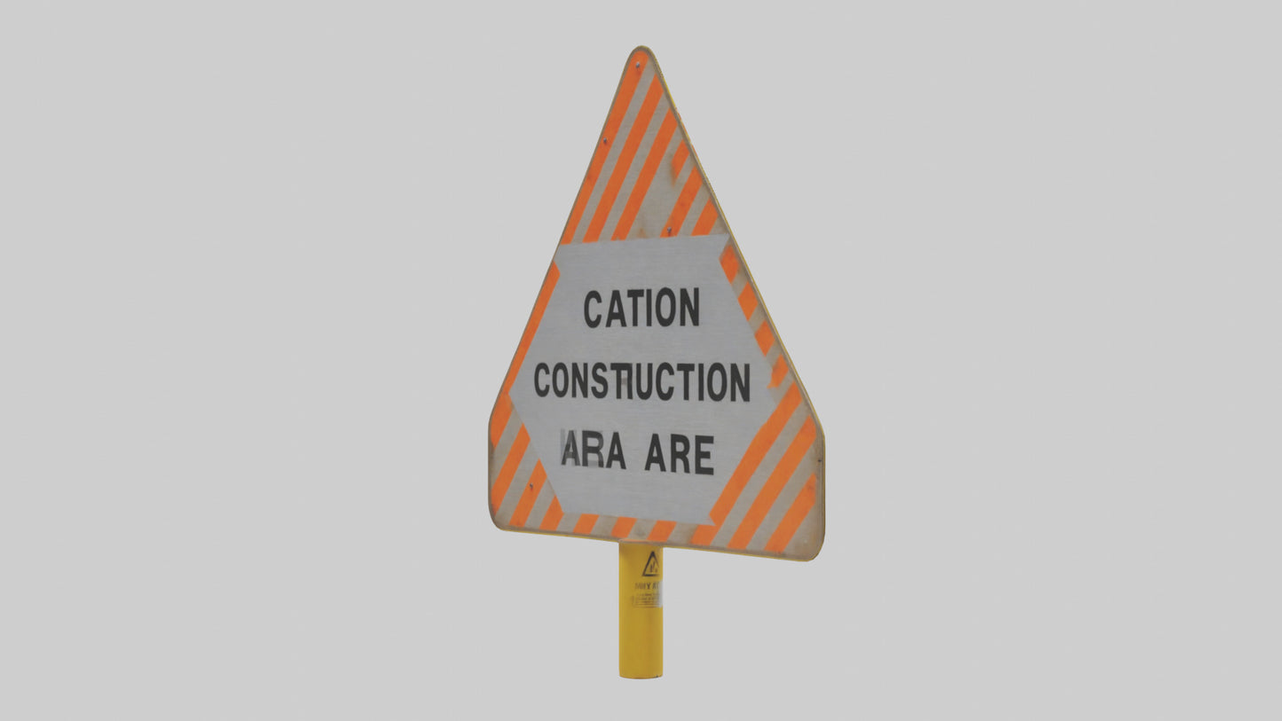 3D model Construction Hazard Area Caution Sign model VR / AR / low-poly