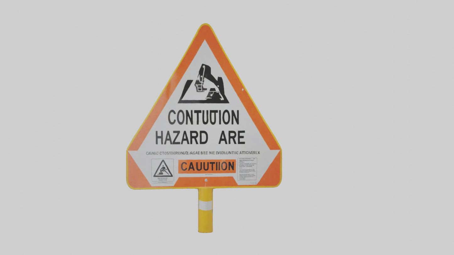 3D model Construction Hazard Area Caution Sign model VR / AR / low-poly