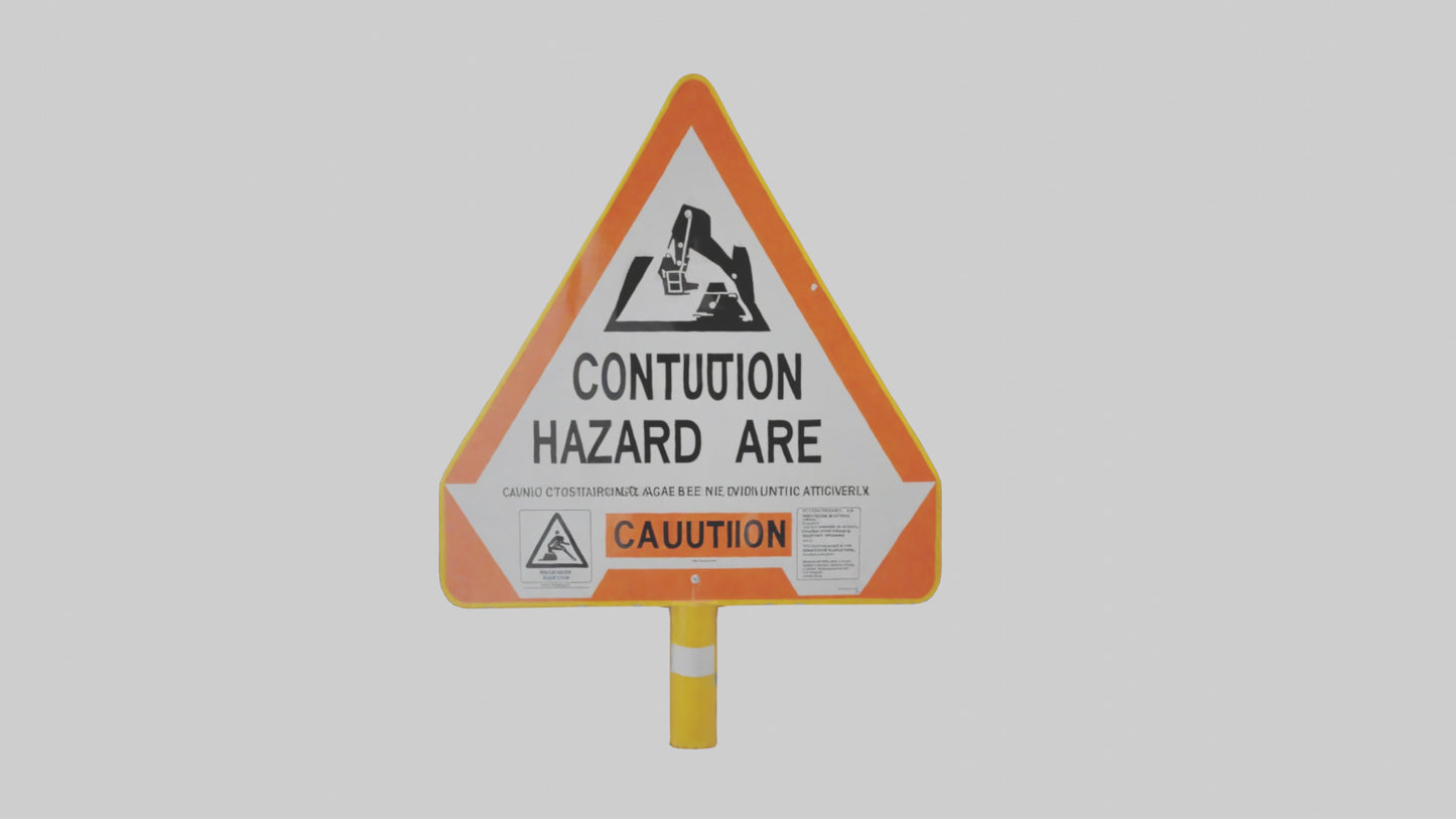 3D model Construction Hazard Area Caution Sign model VR / AR / low-poly