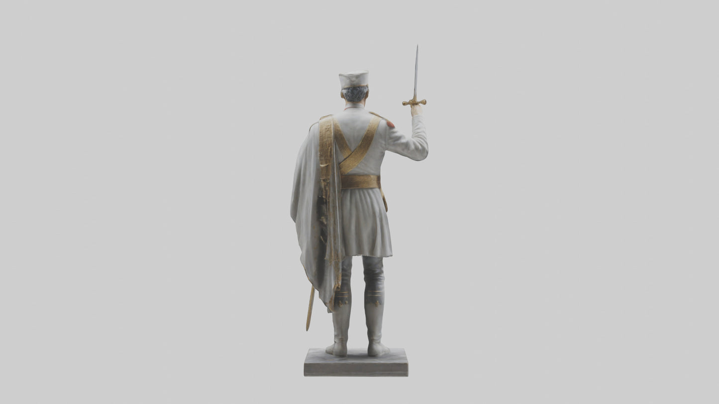 Courageous General Statue model VR / AR / low-poly