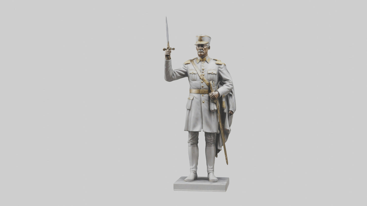 Courageous General Statue model VR / AR / low-poly