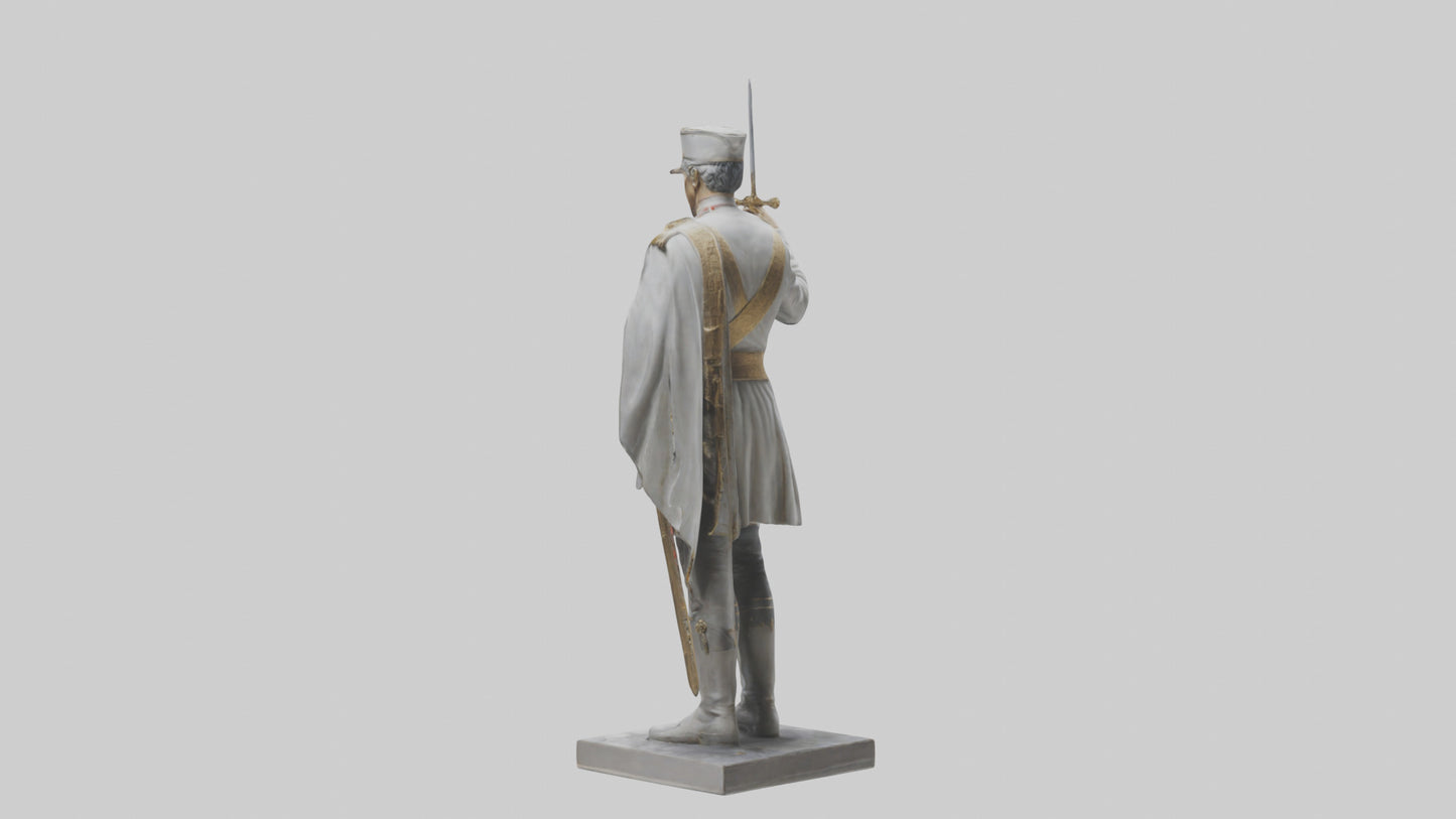Courageous General Statue model VR / AR / low-poly