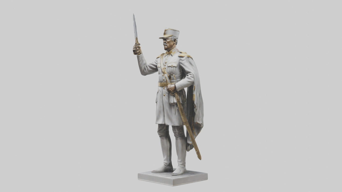 Courageous General Statue model VR / AR / low-poly