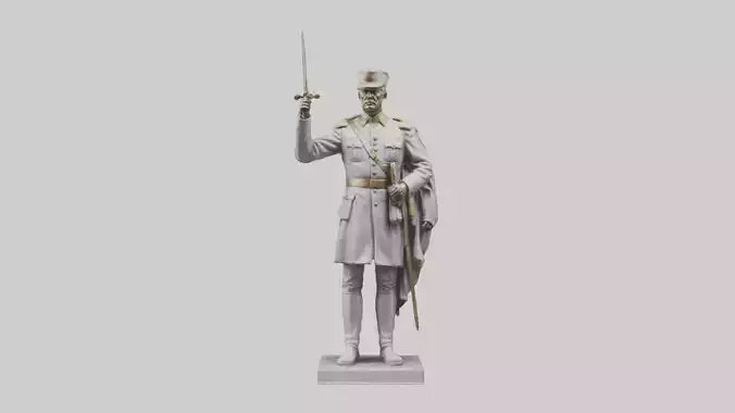 Courageous General Statue model VR / AR / low-poly