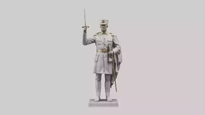 Courageous General Statue model VR / AR / low-poly