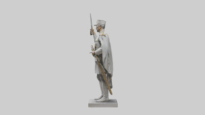 Courageous General Statue model VR / AR / low-poly