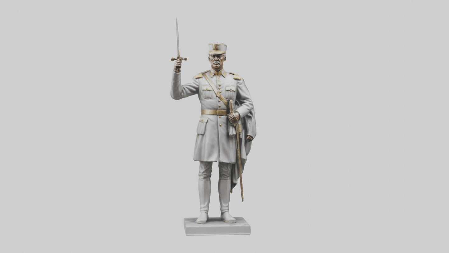 Courageous General Statue model VR / AR / low-poly