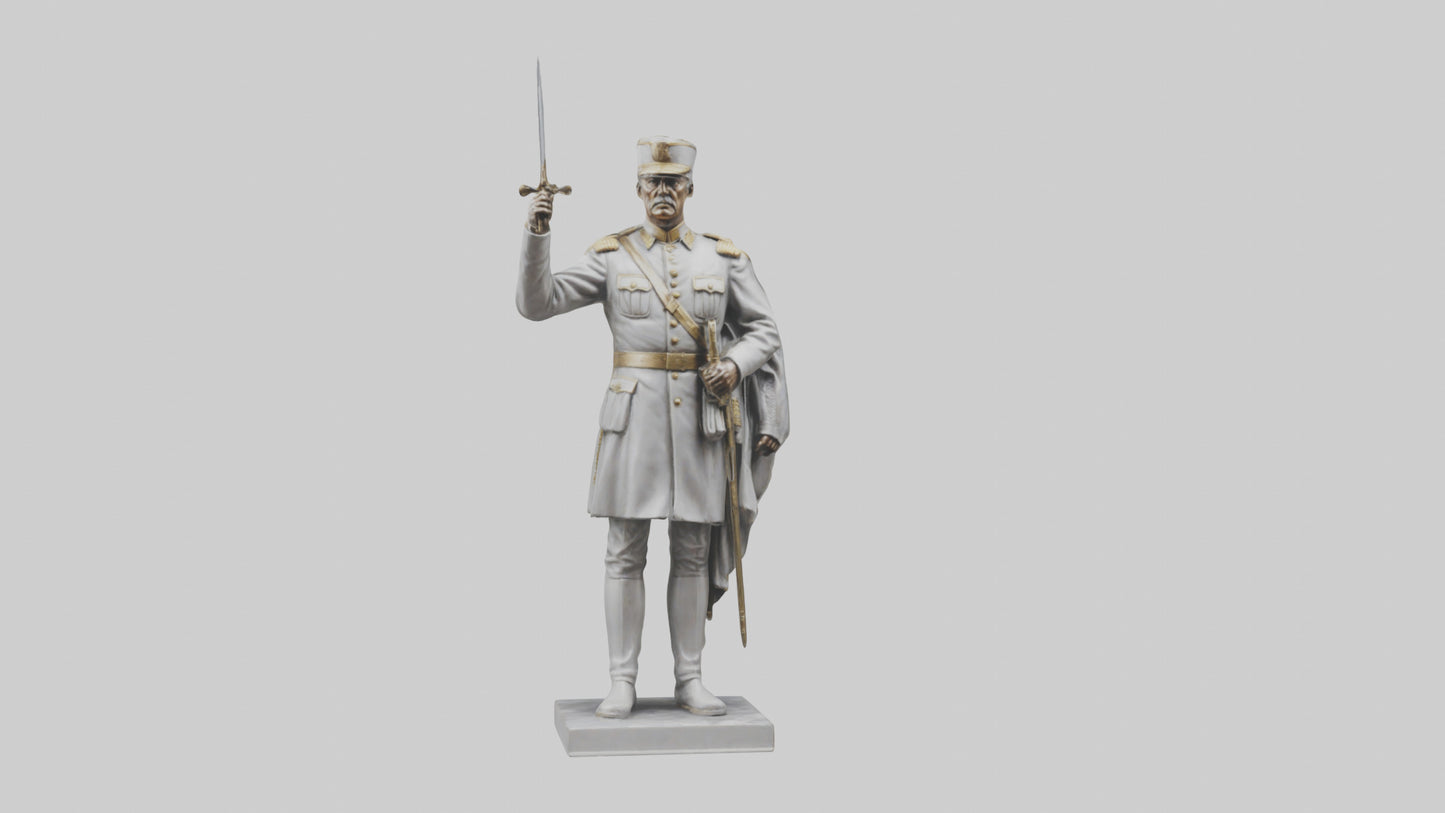 Courageous General Statue model VR / AR / low-poly