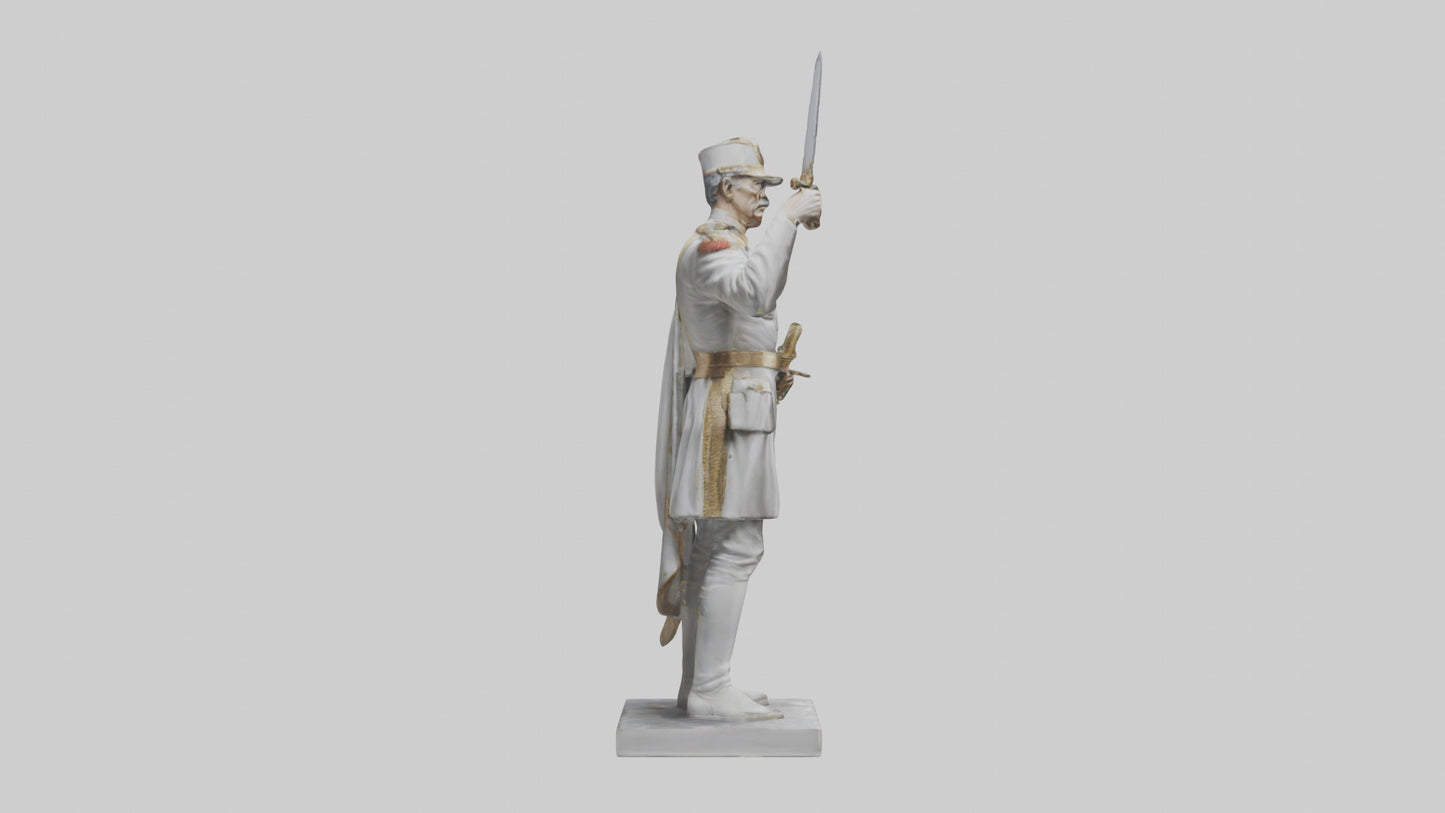 Courageous General Statue model VR / AR / low-poly