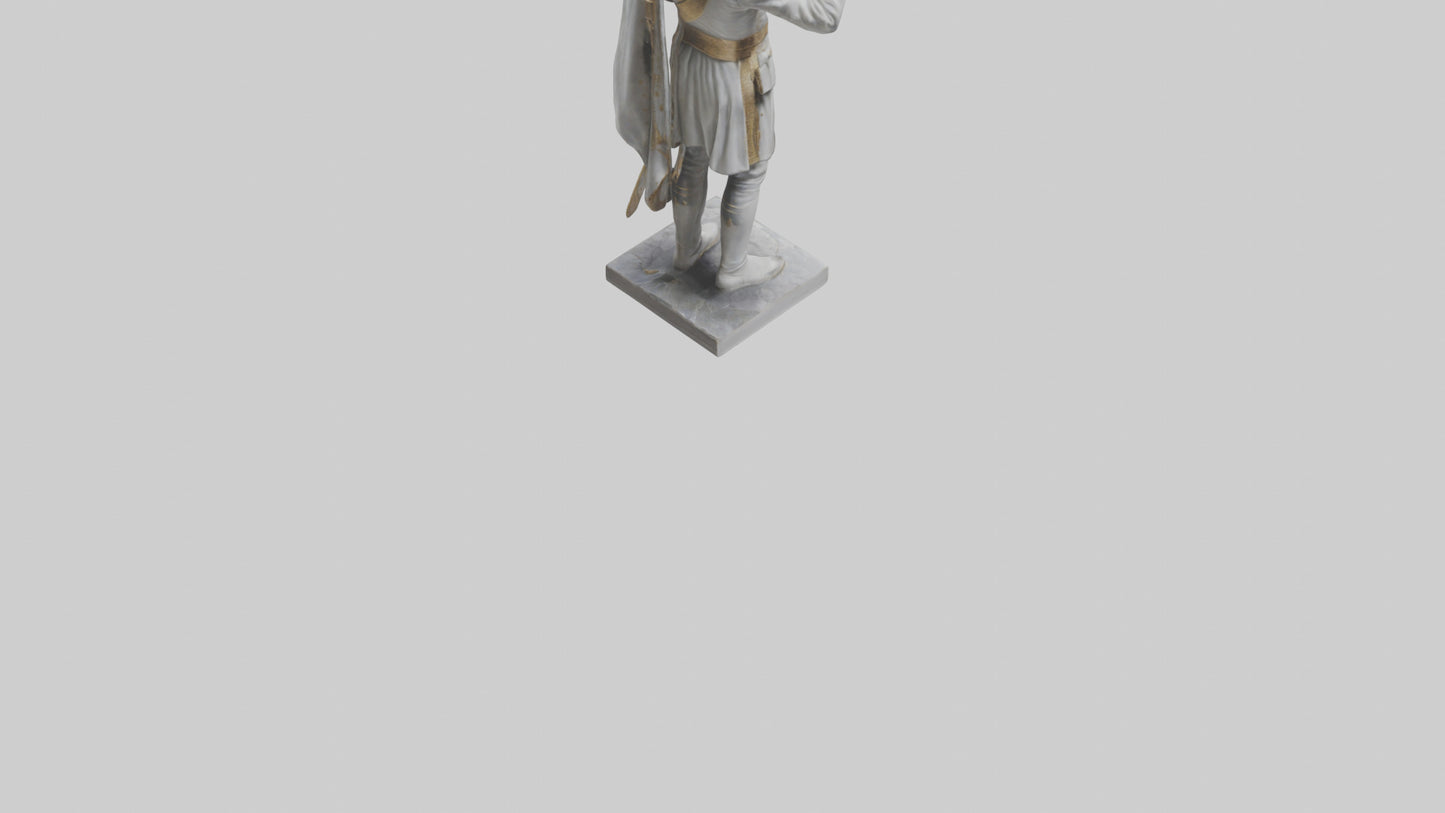 Courageous General Statue model VR / AR / low-poly
