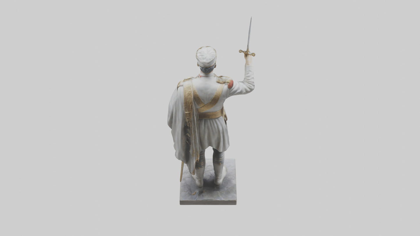 Courageous General Statue model VR / AR / low-poly