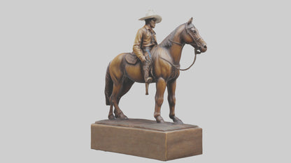3D model Cowboy and Horse statue model VR / AR / low-poly