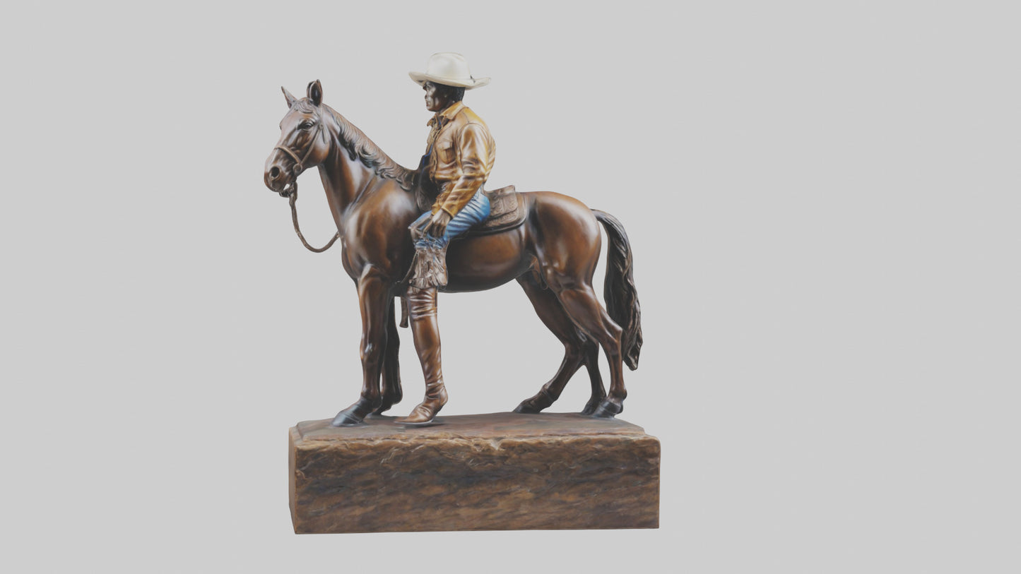 3D model Cowboy and Horse statue model VR / AR / low-poly