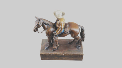 3D model Cowboy and Horse statue model VR / AR / low-poly