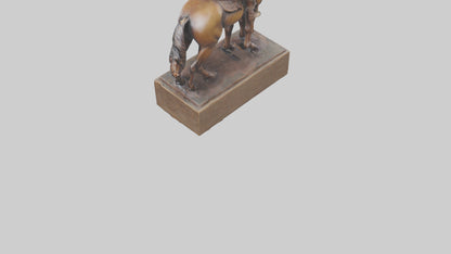 3D model Cowboy and Horse statue model VR / AR / low-poly