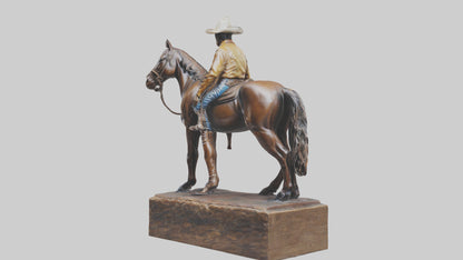 3D model Cowboy and Horse statue model VR / AR / low-poly
