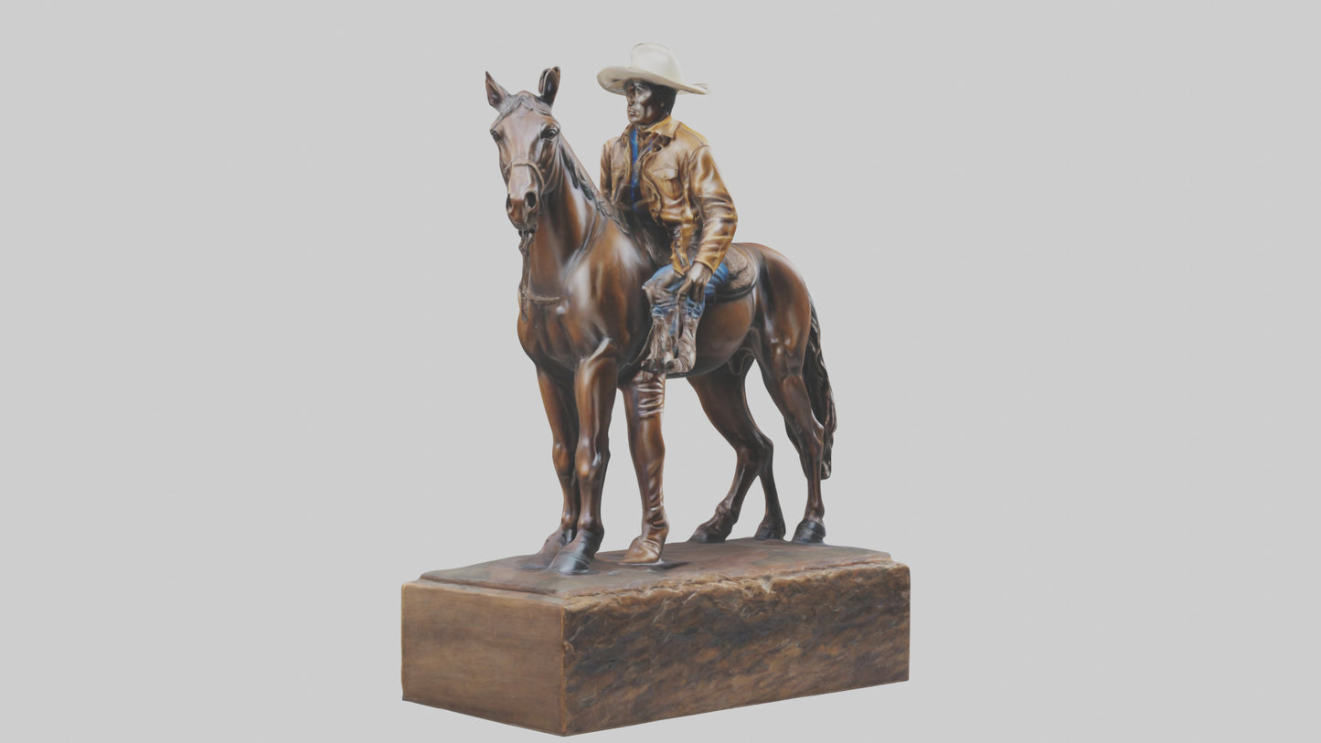 3D model Cowboy and Horse statue model VR / AR / low-poly