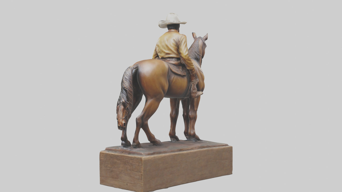 3D model Cowboy and Horse statue model VR / AR / low-poly