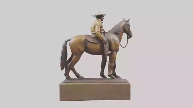 3D model Cowboy and Horse statue model VR / AR / low-poly