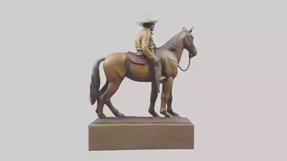 3D model Cowboy and Horse statue model VR / AR / low-poly