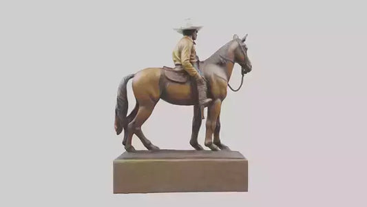 3D model Cowboy and Horse statue model VR / AR / low-poly