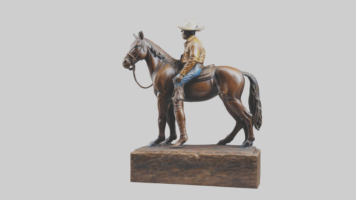 3D model Cowboy and Horse statue model VR / AR / low-poly