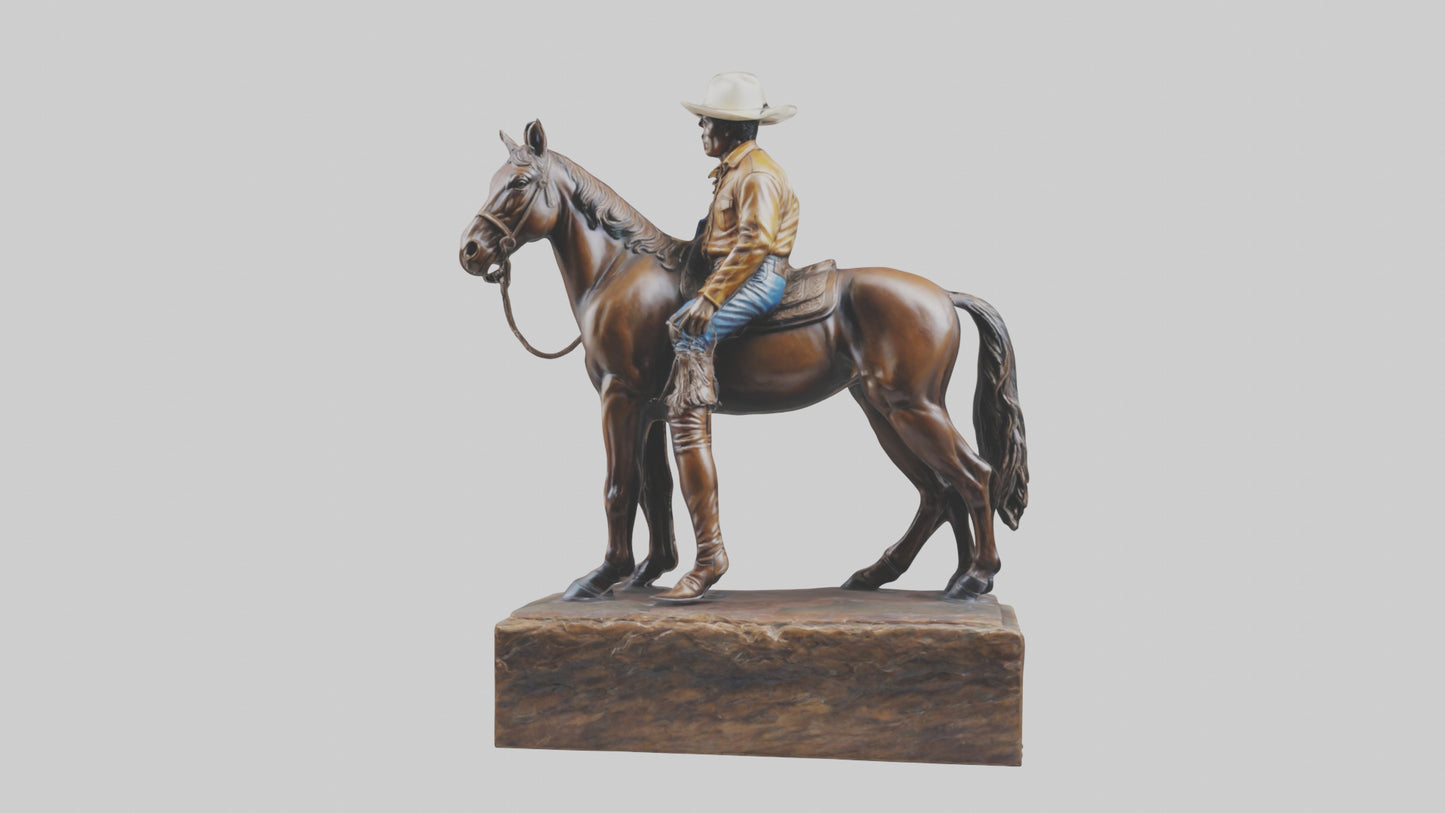 3D model Cowboy and Horse statue model VR / AR / low-poly