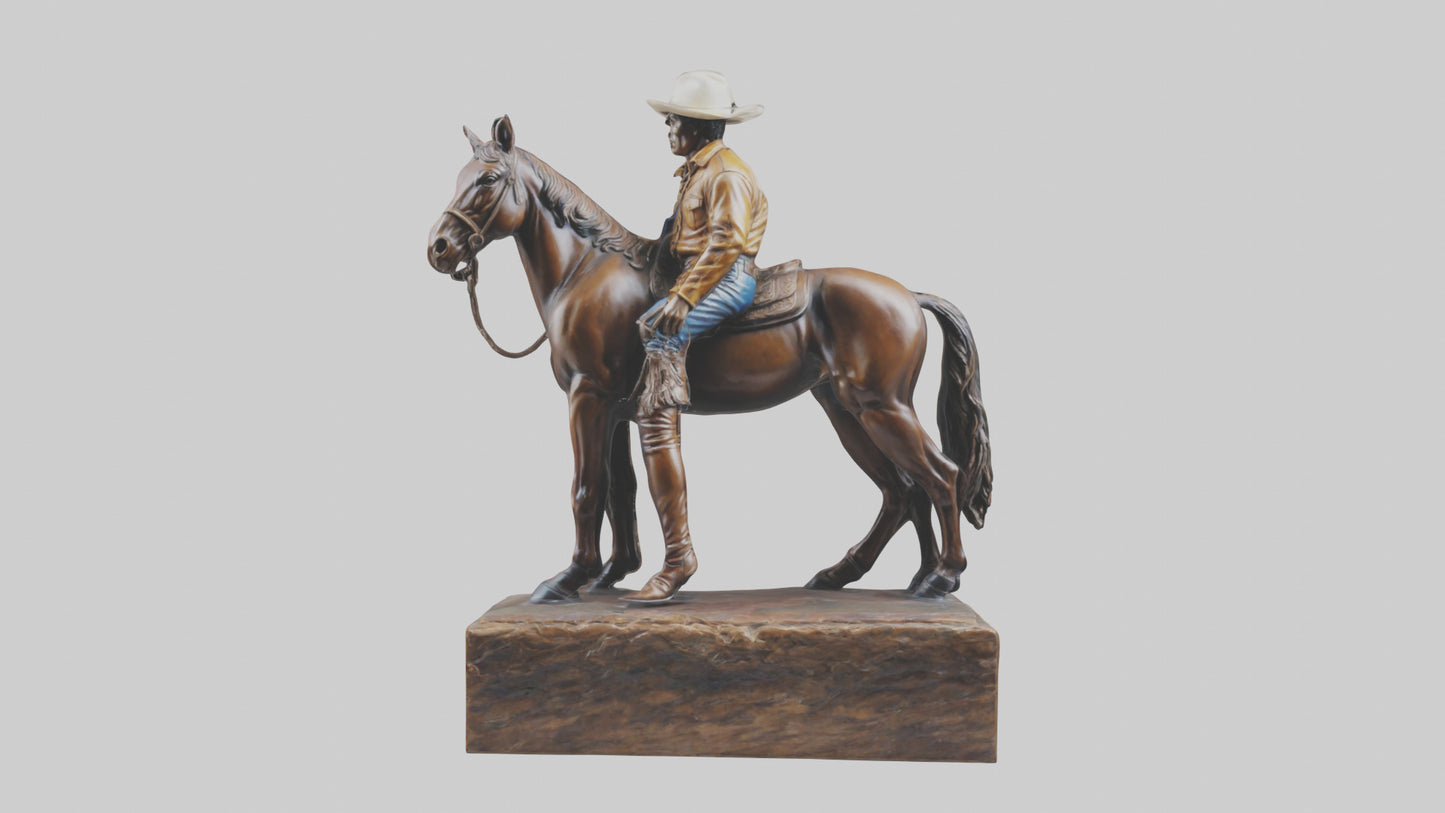 3D model Cowboy and Horse statue model VR / AR / low-poly