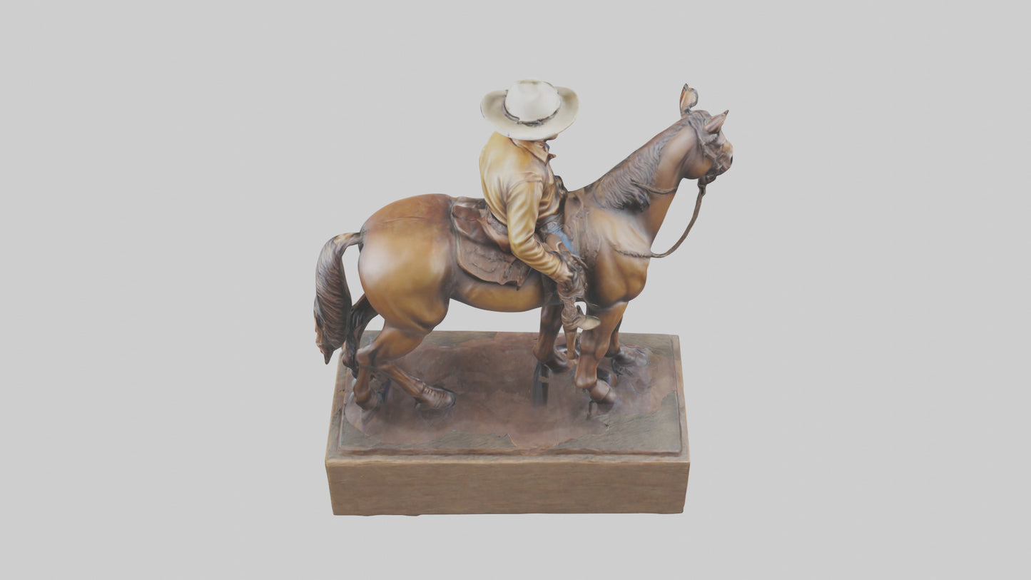 3D model Cowboy and Horse statue model VR / AR / low-poly