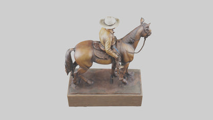 3D model Cowboy and Horse statue model VR / AR / low-poly