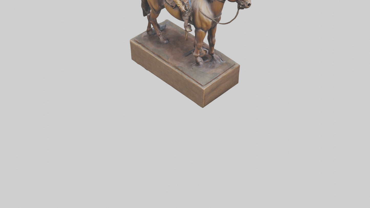 3D model Cowboy and Horse statue model VR / AR / low-poly