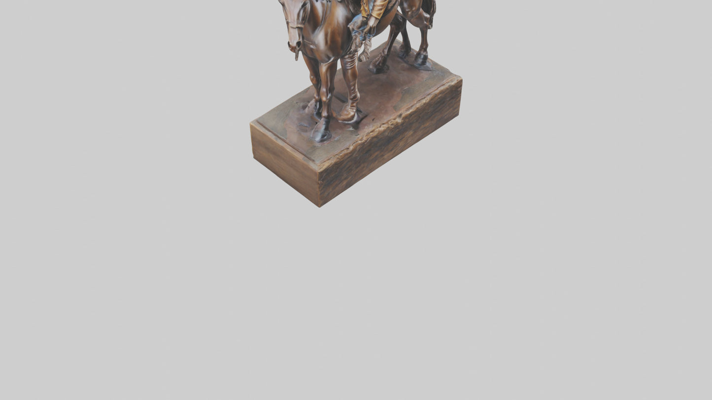 3D model Cowboy and Horse statue model VR / AR / low-poly
