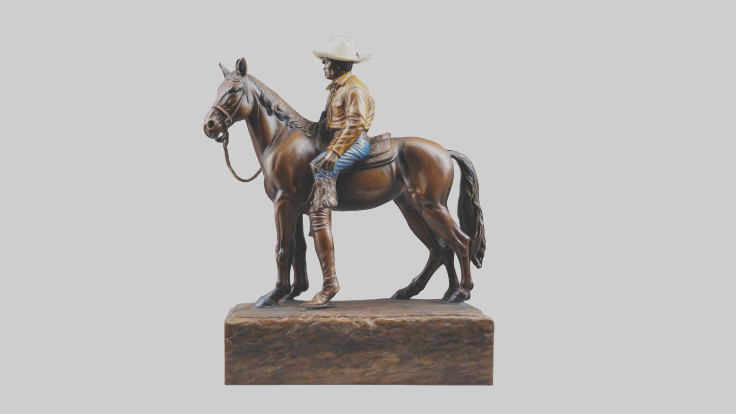 3D model Cowboy and Horse statue model VR / AR / low-poly