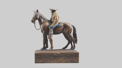3D model Cowboy and Horse statue model VR / AR / low-poly